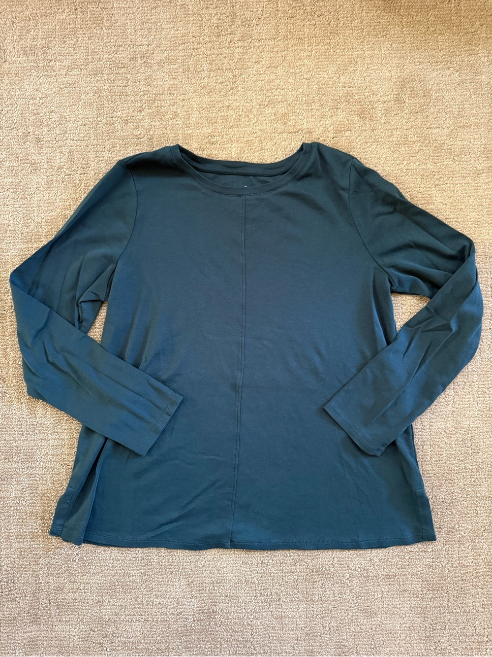 J Jill Pima Cotton Size Large Long Sleeve Crewneck Top - Dark